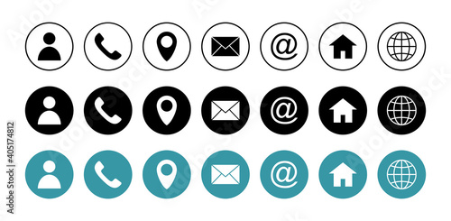 Web icon set. Business card contact information icon. Contact us icon set