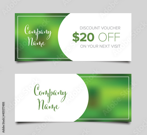 Discount voucher card template with photo placeholder