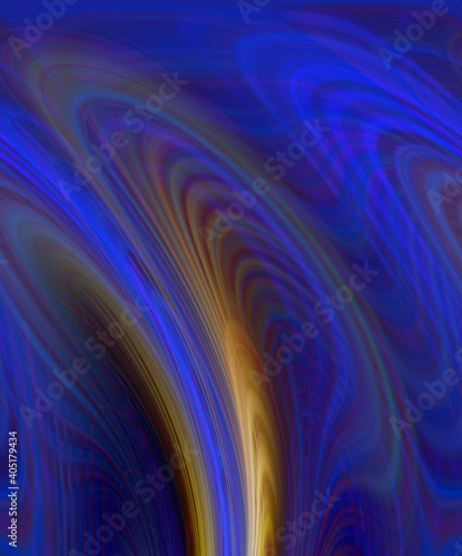 Yellow phosphorescent abstract blue background with waves