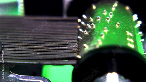 Close up shot with Mechanism of Musical box on green screen