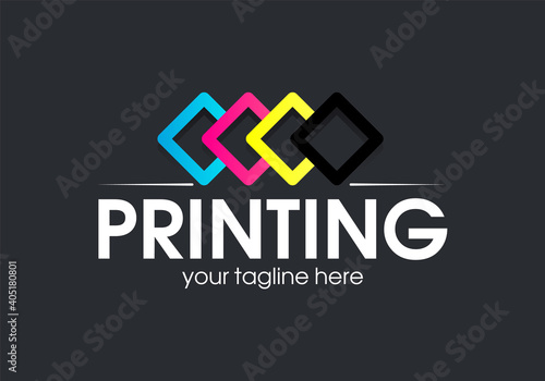Digital print logo design template. Typography modern sign. Polygraphy and print factory. Express press and photocopy studio.