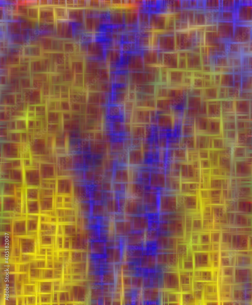 Blue lights, yellow colorful crosses abstract colorful mosaic