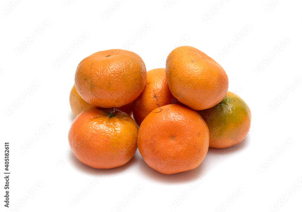 Ripe tangerines isolated on white. Ripe tangerines isolated on white.