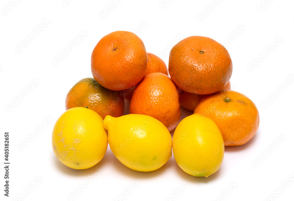 Citrus lemon tangerine on a white background. Citrus lemon tangerine on a white background.