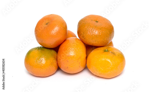 Ripe tangerines isolated on white.