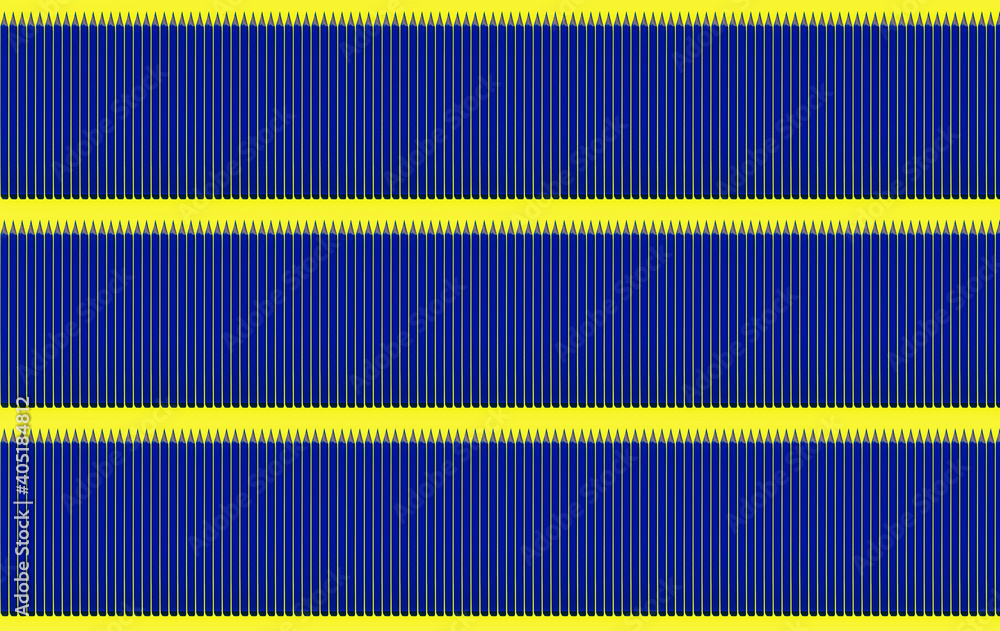 Pattern of blue pencils at yellow background Pattern of blue pencils at yellow background