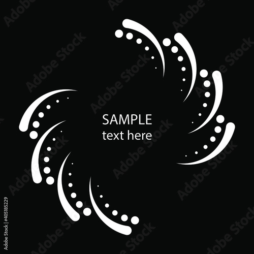 White vector curved stripes in rounded form. Geometric art. Design element for round logo, prints, blackout tattoo, sign, symbol, abstract background, template and textile pattern