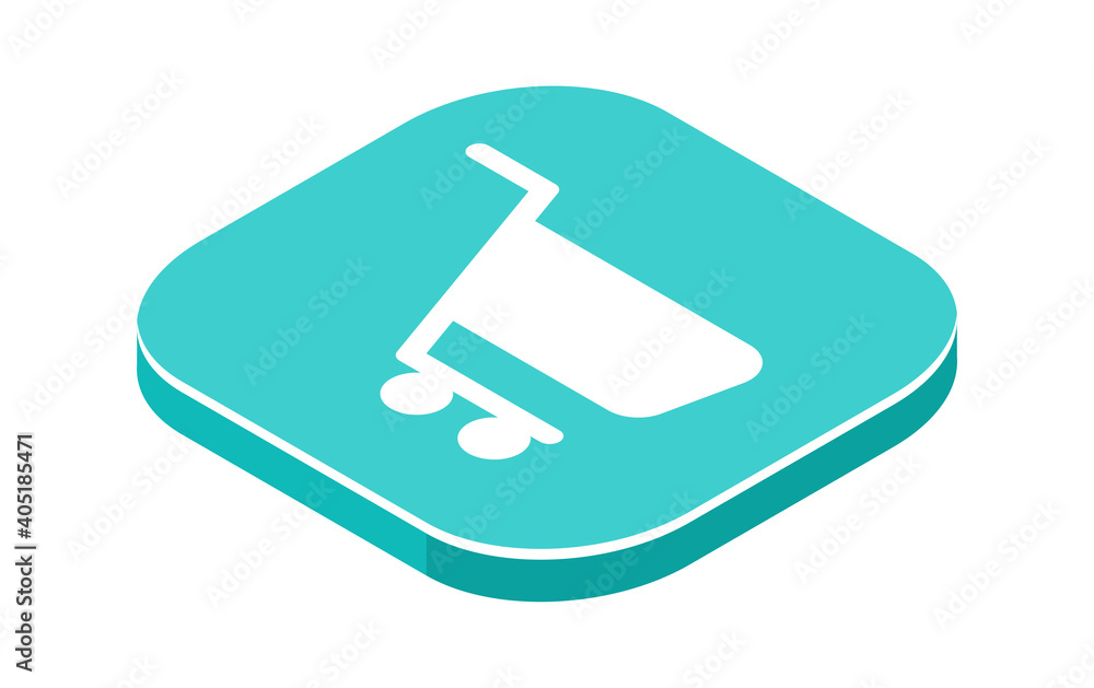 Shopping cart isometric icon, online shopping app pictogram vector illustration Shopping cart isometric icon, online shopping app pictogram vector illustration