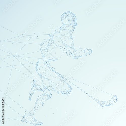 Floorball background  lines create a player with stick.