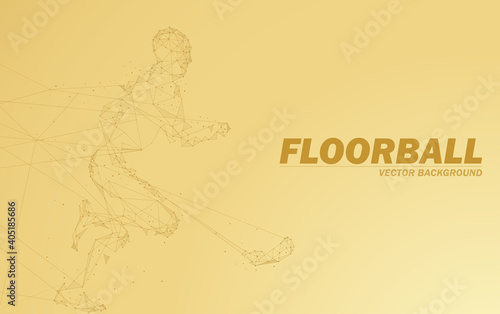 Floorball background  lines create a player with stick.