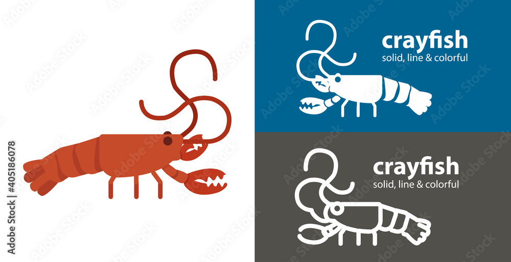 Fototapeta premium Crayfish isolated vector icon. sea line solid flat icon