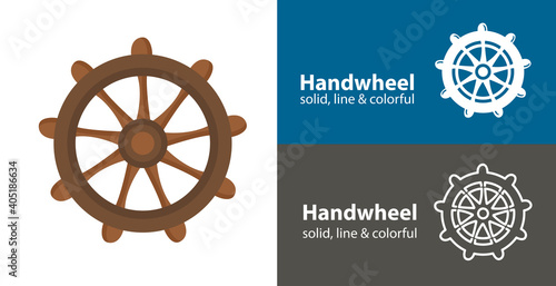Handwheel isolated vector icon. sea line solid flat icon