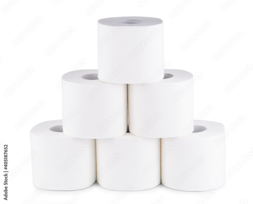 Toilet paper roll isolated on white background close up Toilet paper roll isolated on white background close up