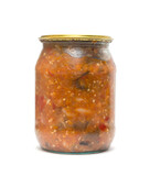 Squash caviar in a glass jar.