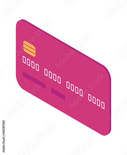 Bank card front view cartoon vector isolated illustration, credit plasric card isometric icon