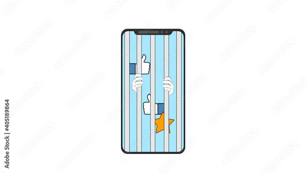 prison on the phone. addiction to social networks. 4K video illustration. prison on the phone. addiction to social networks. 4K video illustration.