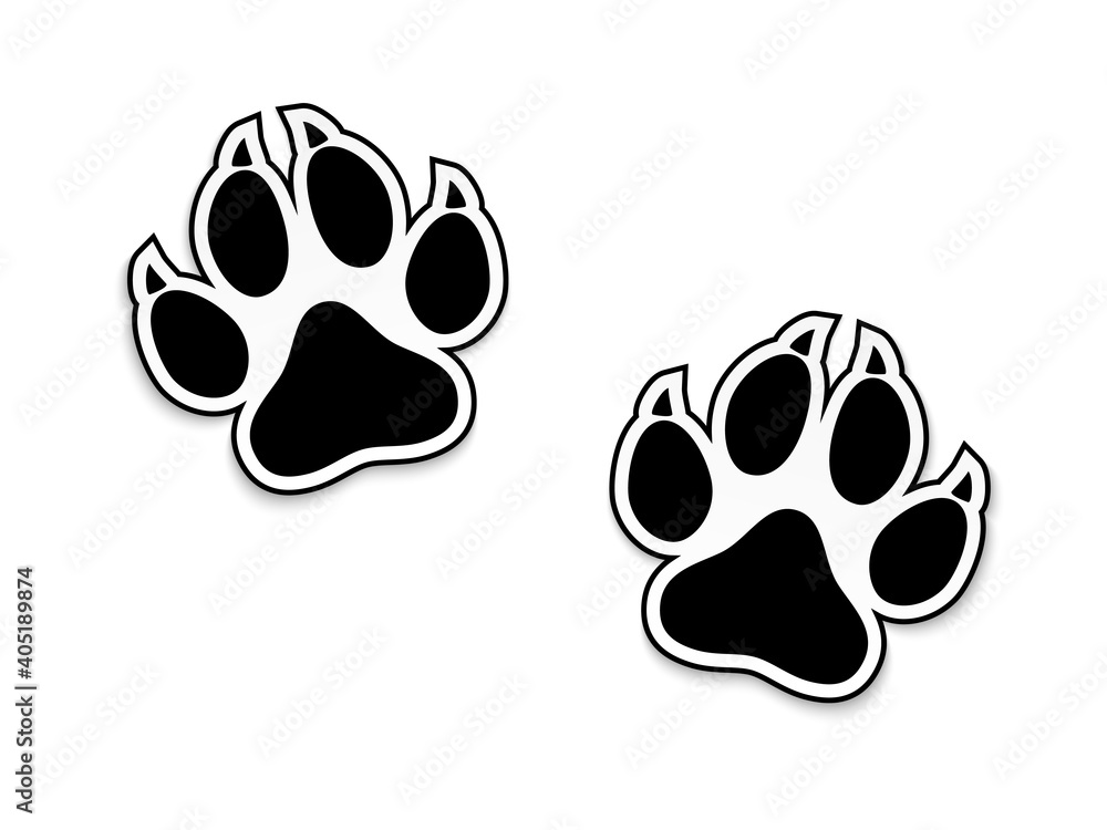Black animal paw print isolated on white background. Vector illustration Black animal paw print isolated on white background. Vector illustration