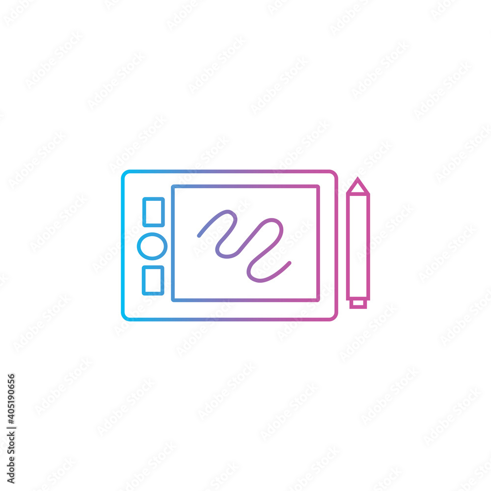 pen tablet and stylus tools gadget outline line style icon vector illustration pen tablet and stylus tools gadget outline line style icon vector illustration