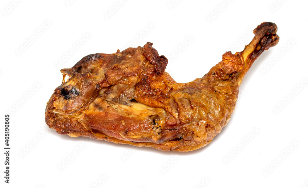 fried chicken leg on a white plate fried chicken leg on a white plate