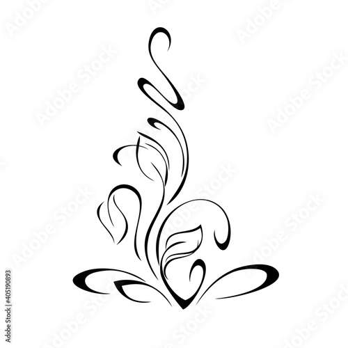 ornament 1471. decorative element with stylized leaves and curls in black lines on a white background