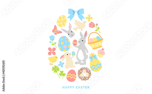 Easter collection of seasonal elements, hand drawn items, vector design