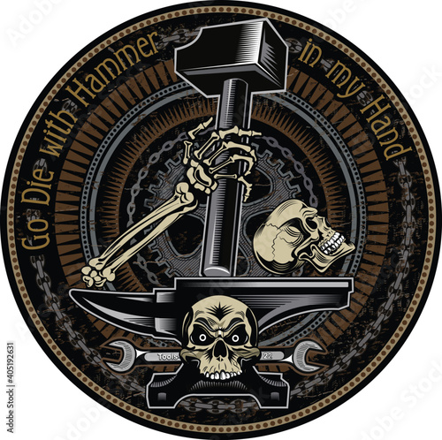 Vintage motorcycle label Thors Hammer