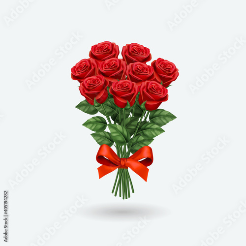 Realistic red rose bouquet. Vector illustration EPS 10
