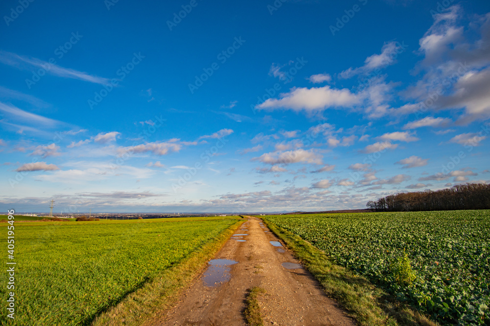 dirty mud road to billiger berg near eiffel in the sun at euskirchen, germany dirty mud road to billiger berg near eiffel in the sun at euskirchen, germany