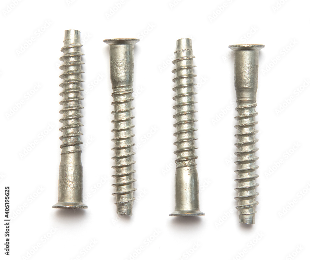 furniture bolts on white isolated background furniture bolts on white isolated background