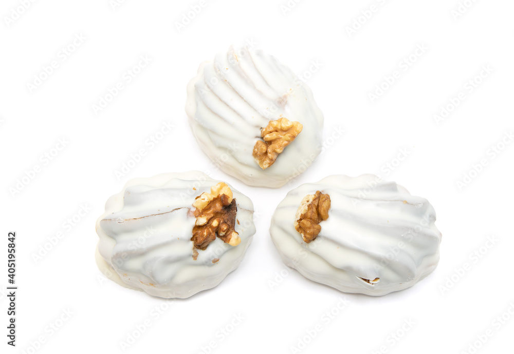 shortbread cookies in white chocolate glaze on a white background shortbread cookies in white chocolate glaze on a white background