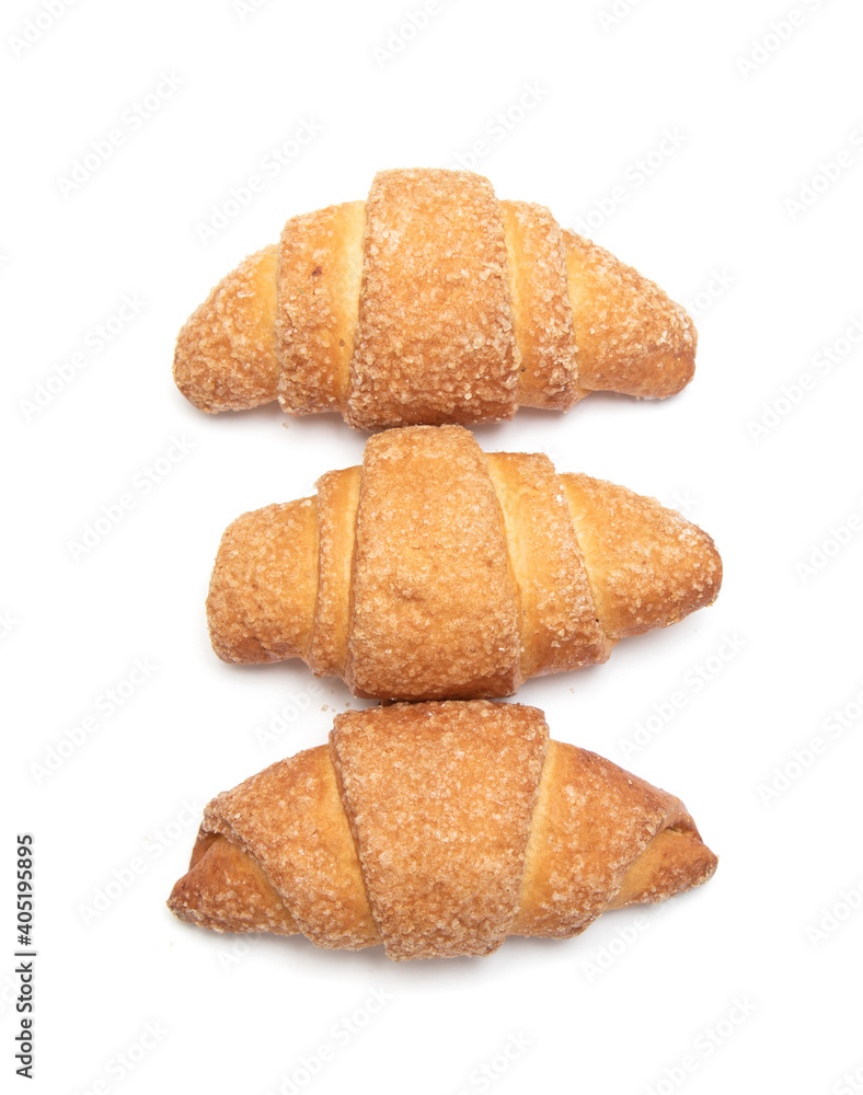 shortbread croissants on white background isolated