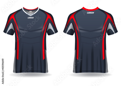 Jersey mockup. t-shirt sport design template, uniform front and back view.