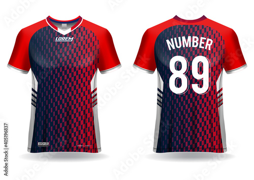 Soccer jersey mockup. t-shirt sport design template, uniform front and back view.