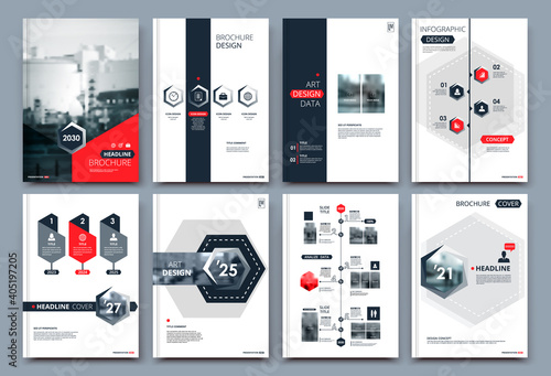 Abstract white a4 brochure cover design. Fancy info banner frame. Modern ad flyer text. Annual report binder. Title sheet model set. Fancy vector front page. City font blurb art. Red line figure