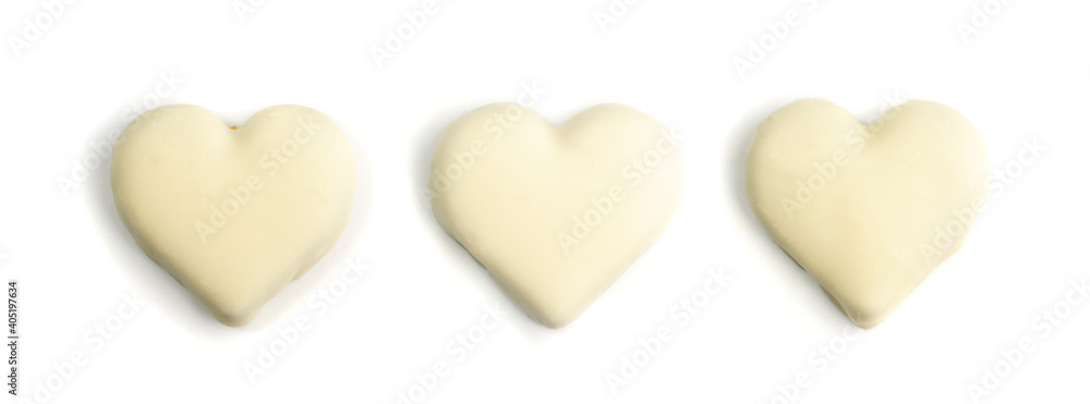 Heart Shape Valentines Cookies Covered with White Icing Sugar