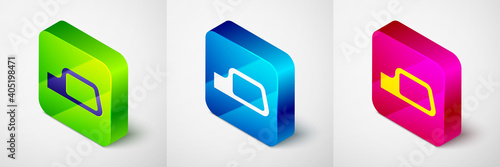 Isometric Car mirror icon isolated on grey background. Square button. Vector.