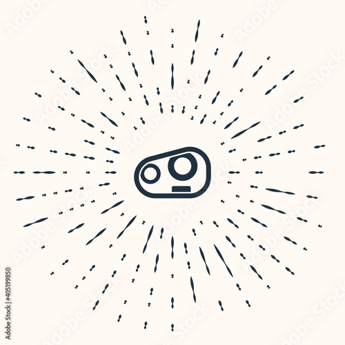 Grey Car headlight icon isolated on beige background. Abstract circle random dots. Vector.
