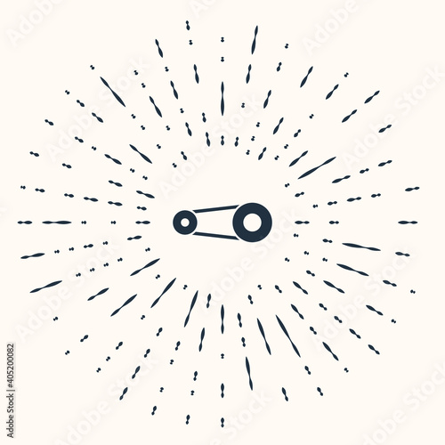 Grey Timing belt kit icon isolated on beige background. Abstract circle random dots. Vector.
