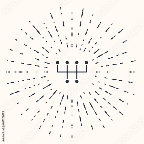 Grey Gear shifter icon isolated on beige background. Transmission icon. Abstract circle random dots. Vector.