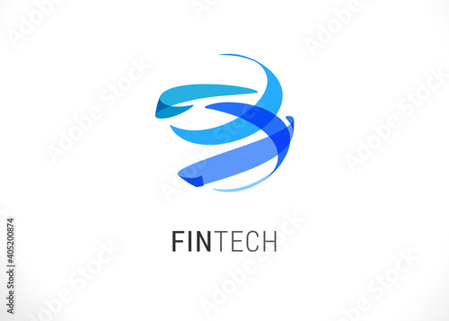 Modern logo template, abstract world icon, fintech, high technologies and digital finance industry concept design