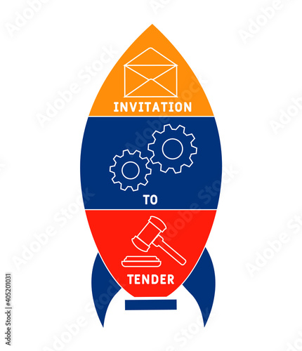 ITT - Invitation To Tender acronym. business concept background.  vector illustration concept with keywords and icons. lettering illustration with icons for web banner, flyer, landing page