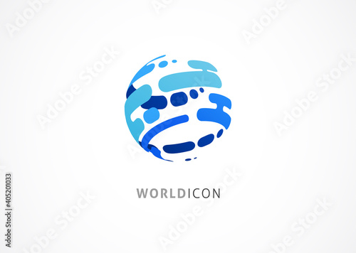 Modern logo template, abstract world icon, fintech, high technologies and digital finance industry concept design