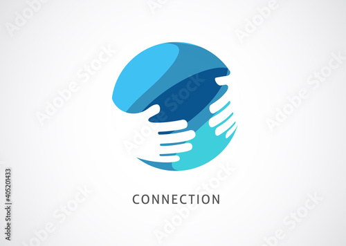 Cooperation Abstract Vector Sign, symbol and logo template. Handshake, network concept design