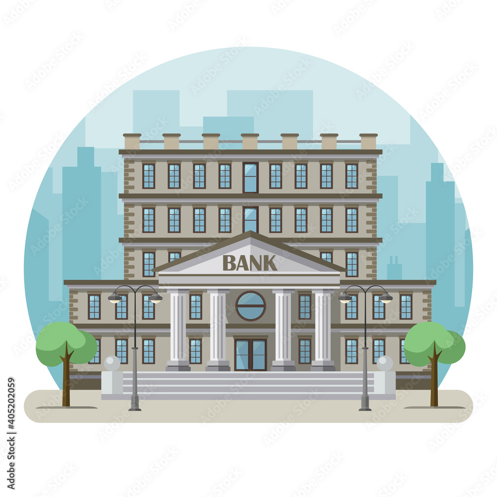 Bank building in a big city. Vector illustration Bank building in a big city. Vector illustration