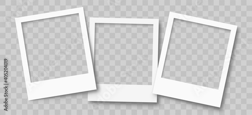 Realistic empty photo frame mackup set. Old photo frame collection. Blank retro photo frames with shadows - stock vector