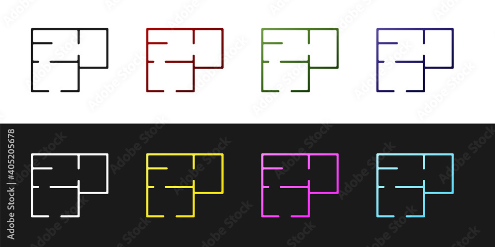 Set House plan icon isolated on black and white background. Vector. Set House plan icon isolated on black and white background. Vector.