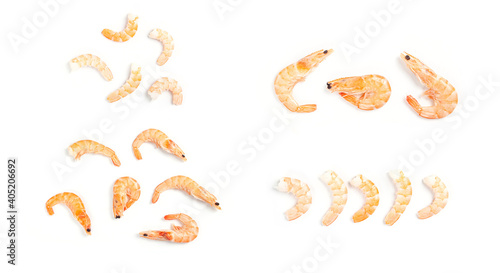 Raw shrimp. Prawns isolated on white background.