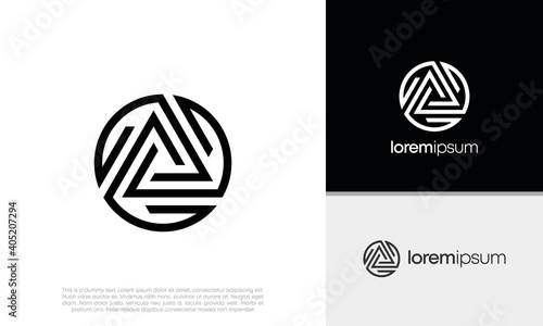 Innovative high tech logo template. Template label for blockchain technology. Initial A. Technology Logo.
