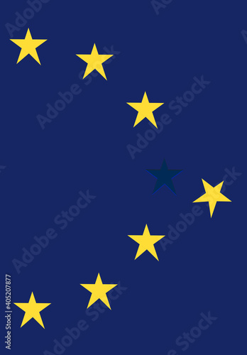 European star fallen from European flag 