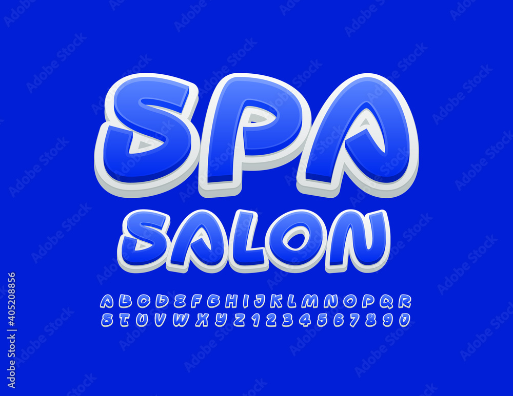 Vector bright banner Spa Salon. Creative modern Font. Stylish Alphabet Letters and Numbers set